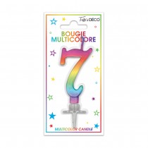 BOUGIE MÉTALLIQUE MULTICOLORE CHIFFRE 7