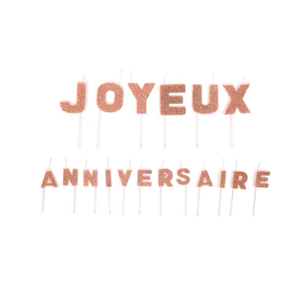 Bougie Message Joyeux anniversaire Rose Gold