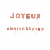 BOUGIE PIC LETTRES JOYEUX ANNIVERSAIRE ROSE GOLD