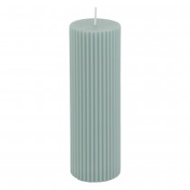 BOUGIE PILIER CIRE CANNELÉE 15X5CM 30H VERT SAUGE