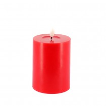 BOUGIE PILIER CIRE GLOSSY FLAMME LED 7X10CM ROUGE