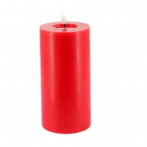 BOUGIE PILIER CIRE GLOSSY FLAMME LED 7X15CM ROUGE