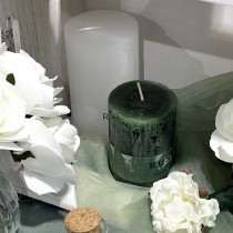 BOUGIE PILIER CIRE RUSTIQUE 8X6CM 25H VERT FONÇÉ