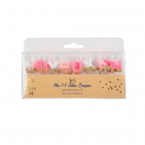 BOUGIES JOYEUX ANNIVERSAIRE 2.1CM BLANC ROSE OR