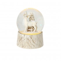 BOULE À EAU LED ANIMAL RÉSINE 8.5CM BLANC ANTIQUE