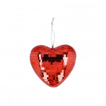 BOULE À FACETTES CŒUR MIROIR DISCO 15CM ROUGE