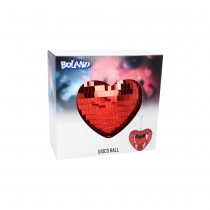BOULE À FACETTES CŒUR MIROIR DISCO 15CM ROUGE