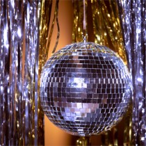 BOULE À FACETTES MIROIR DISCO 20CM ARGENT