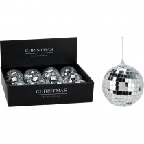 BOULE À FACETTES MIROIR DISCO 9.6CM ARGENT