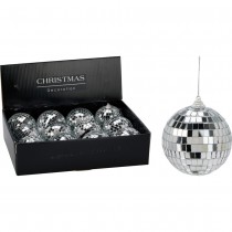 BOULE À FACETTES MIROIR DISCO 9.6CM ARGENT