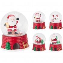 BOULE À NEIGE SCÈNE NOËL SOCLE RÉSINE 12CM ROUGE