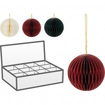 BOULE ALVÉOLÉ SUSPENSION 10CM ROUGE VERT BLANC