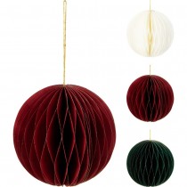 BOULE ALVÉOLÉ SUSPENSION 15CM ROUGE VERT BLANC