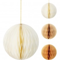 BOULE ALVÉOLÉ SUSPENSION 25CM BLANC OR BEIGE