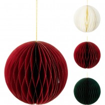 BOULE ALVÉOLÉ SUSPENSION 25CM ROUGE VERT BLANC