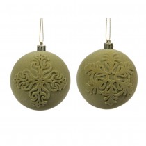 BOULE DÉCO FLOCON NEIGE SUSPENSION 8CM VERT
