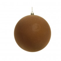 BOULE NOËL FLOQUÉE 15CM MARRON