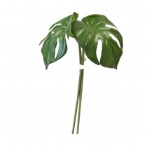 BOUQUET 3 FEUILLES MONSTERA ARTIFICIEL 26CM VERT