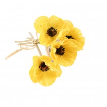 BOUQUET 4 COQUELICOTS ARTIFICIELS 35CM JAUNE