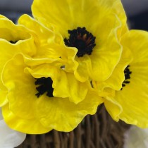 BOUQUET 4 COQUELICOTS ARTIFICIELS 35CM JAUNE