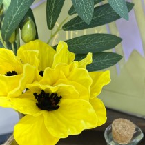 BOUQUET 4 COQUELICOTS ARTIFICIELS 35CM JAUNE