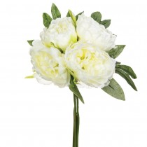 BOUQUET 4 PIVOINES ARTIFICIELS 30CM BLANC