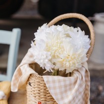 BOUQUET 5 DAHLIAS ARTIFICIELS 27CM JAUNE PÂLE