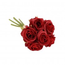 BOUQUET 6 FLEURS ROSE ARTIFICIELLE 23CM ROUGE
