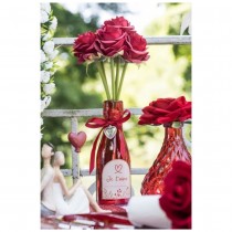 BOUQUET 6 FLEURS ROSE ARTIFICIELLE 23CM ROUGE