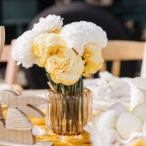 BOUQUET 6 TIGES ŒILLET ARTIFICIEL 30CM JAUNE