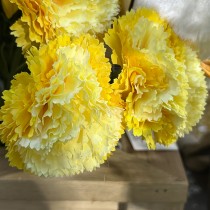BOUQUET 6 TIGES ŒILLET ARTIFICIEL 30CM JAUNE