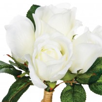 BOUQUET 7 ROSES ARTIFICIELLES 30CM BLANC