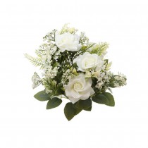 BOUQUET 9 ROSES ARTIFICIELLES 40.5CM BLANC