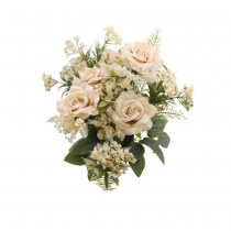 BOUQUET 9 ROSES ARTIFICIELLES 40.5CM IVOIRE