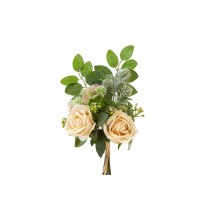 BOUQUET ARTIFICIEL ROSE CHARDON 30CM IVOIRE