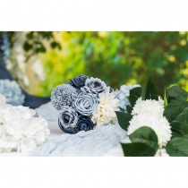 BOUQUET CÉLESTE FLEURS ARTIFICIELS 32CM BLEU