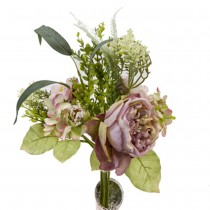 BOUQUET DE ROSES OUVERTES 9 TIGES 53 CM ROSE  VERT