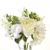 BOUQUET FLEURS ARTIFICIELLES 10 TIGES 30CM BLANC