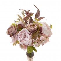 BOUQUET FLEURS ARTIFICIELLES 9 TIGES 49CM ROSE