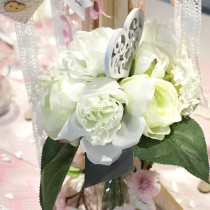 BOUQUET FLEURS BLANCHES 30CM