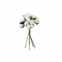 BOUQUET FLEURS DE COTON 6 TÊTES 24CM BLANC