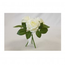 BOUQUET ROSES ARTIFICIELLES 3 TIGES 26CM BLANC