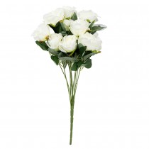 BOUQUET ROSES ARTIFICIELLES 51CM BLANC