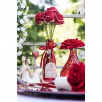 BOUTEILLE VASE VERRE CUR JE T\'AIME 16CM ROUGE