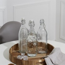 BOUTEILLE VERRE À CLAPET EMBOSSÉ 1L TRANSPARENT