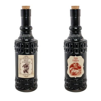 BOUTEILLE VERRE ELIXIR 6.5X23CM NOIR