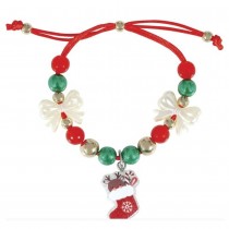 BRACELET FANTAISIE PERLES CHAUSSETTES NOËL ROUGE