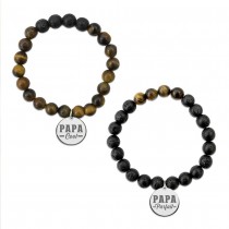 BRACELET MÉDAILLON PERLES PAPA