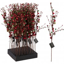 BRANCHE BAIES ARTIFICIELLES CLOCHETTES 46CM ROUGE