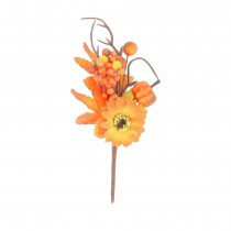 BRANCHE DÉCO AUTOMNALE SUR TIGE 13CM ORANGE AMBRE